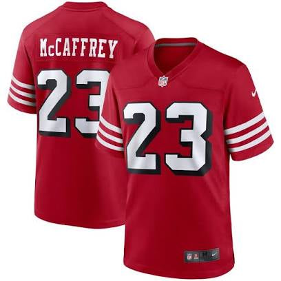 Christian McCaffrey San Francisco 49ers red jersey