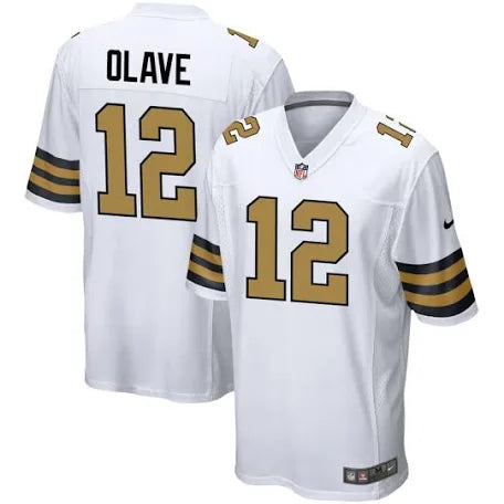 Chris Olave New Orleans Saints white alternate jersey