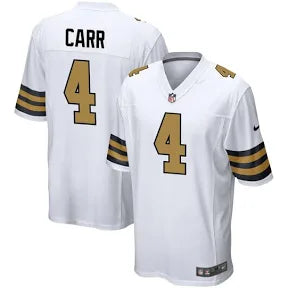 Derek Carr New Orleans Saints white alternate jersey