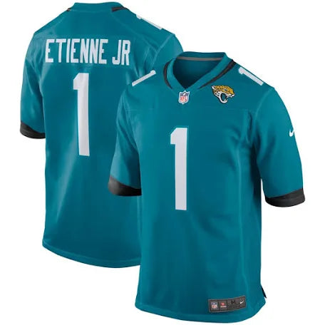 Travis Etienne Jr. Jacksonville Jaguars teal jersey