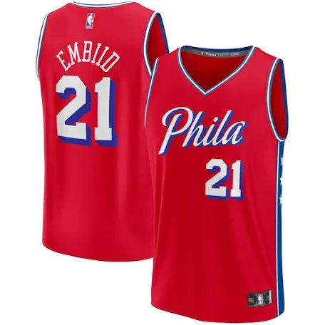 Joel Embiid Philadelphia 76ers red jersey