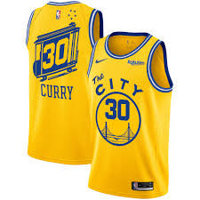 Stephen Curry Golden State Warriors the city yellow jersey