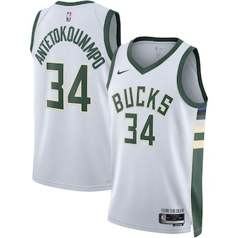 Giannis Antetokounmpo Milwaukee Bucks white jersey