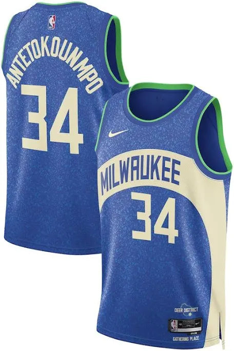 Giannis Antetokounmpo Milwaukee Bucks 2023-24 city edition jersey