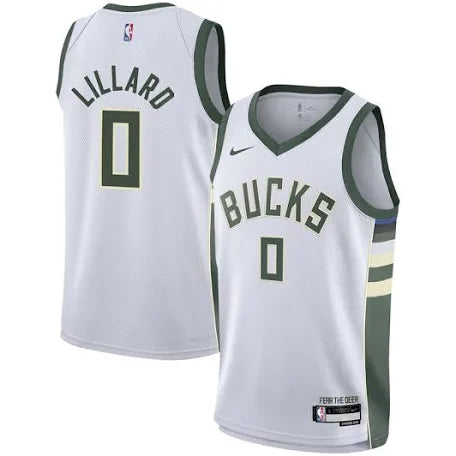 Damian Lillard Milwaukee Bucks white jersey