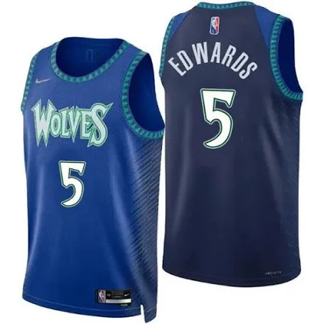 Anthony Edwards Minnesota Timberwolves blue throwback jersey