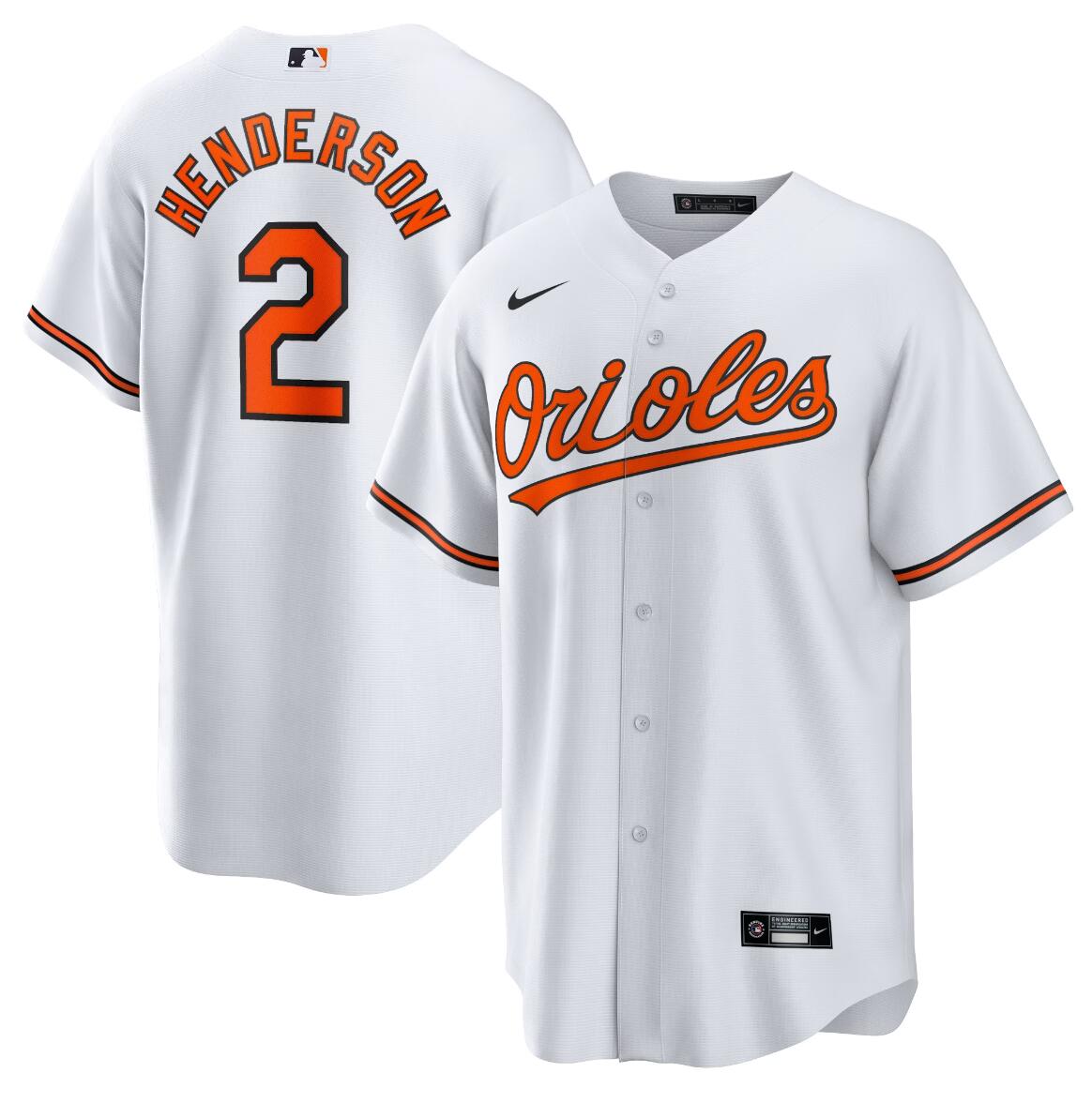 Gunnar Henderson Baltimore Orioles home white jersey