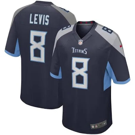 Will Levis Tennessee Titans dark blue jersey