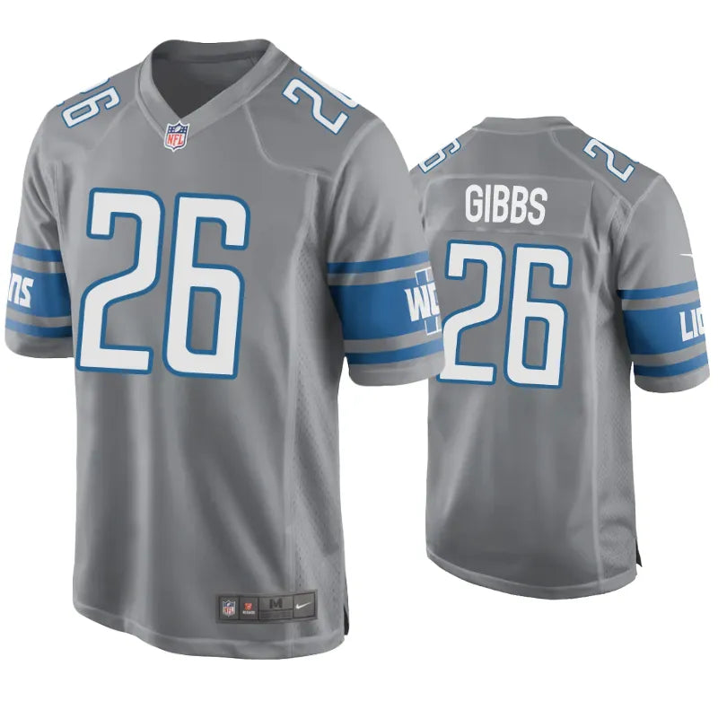 Jahmyr Gibbs Detroit Lions gray jersey