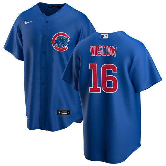 Patrick Wisdom Chicago Cubs blue alternate jersey