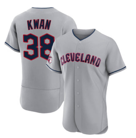 Steven Kwan Cleveland Guardians road gray jersey