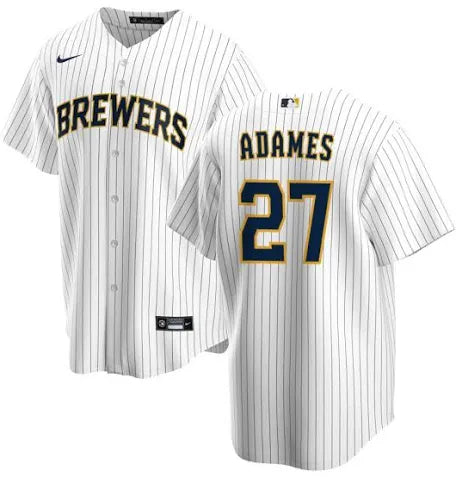 Willy Adames Milwaukee Brewers home white jersey