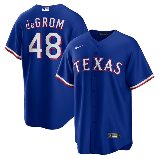 Jacob DeGrom Texas Rangers blue alternate jersey