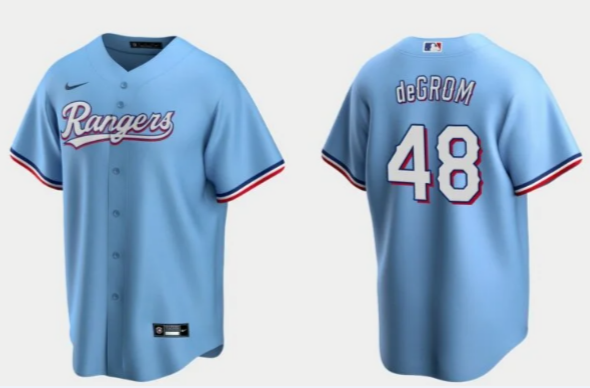 Jacob DeGrom Texas Rangers light blue retro jersey