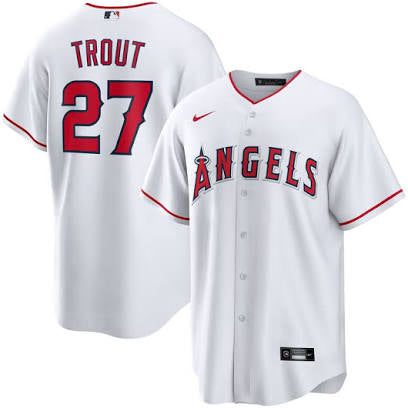 Mike Trout Los Angeles Angels home white jersey