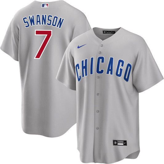 Dansby Swanson Chicago Cubs road gray jersey