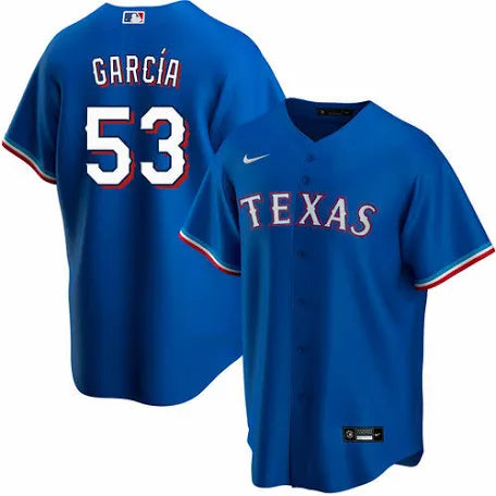 Adolis Garcia Texas Rangers blue alternate jersey