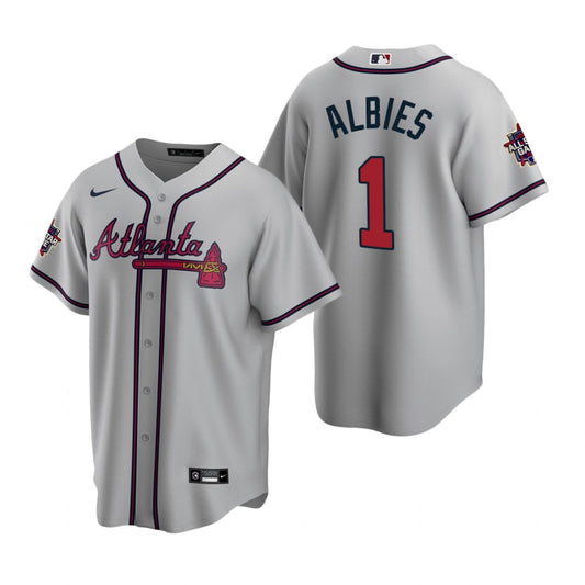 Ozzie Albies Atlanta Braves road gray jersey