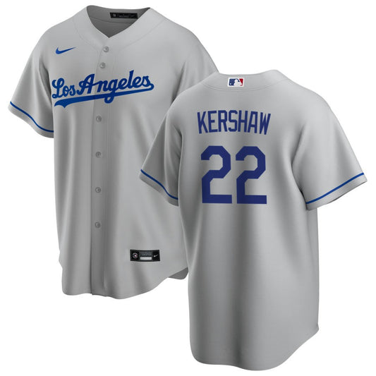 Clayton Kershaw Los Angeles Dodgers road gray jersey