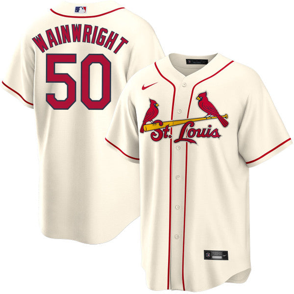 Adam Wainwright St. Louis Cardinals home alternate cream white jersey