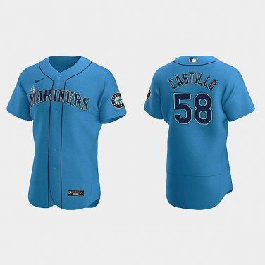 Luis Castillo Seattle Mariners light blue jersey