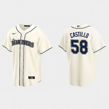 Luis Castillo Seattle Mariners home alternate cream white jersey