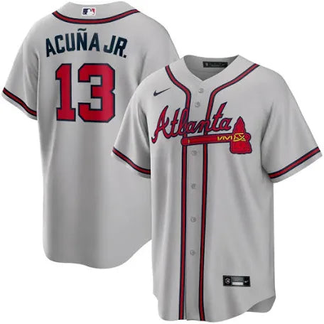 Ronald Acuña Jr Atlanta Braves gray jersey