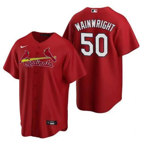 Adam Wainwright St. Louis Cardinals red alternate jersey