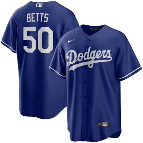 Mookie Betts Los Angeles Dodgers blue alternate jersey