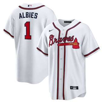 Ozzie Albies Atlanta Braves home white jersey