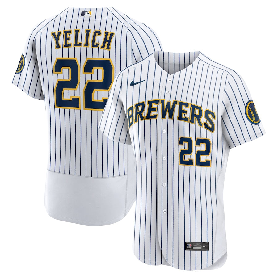 Christian Yelich Milwaukee Brewers home white jersey