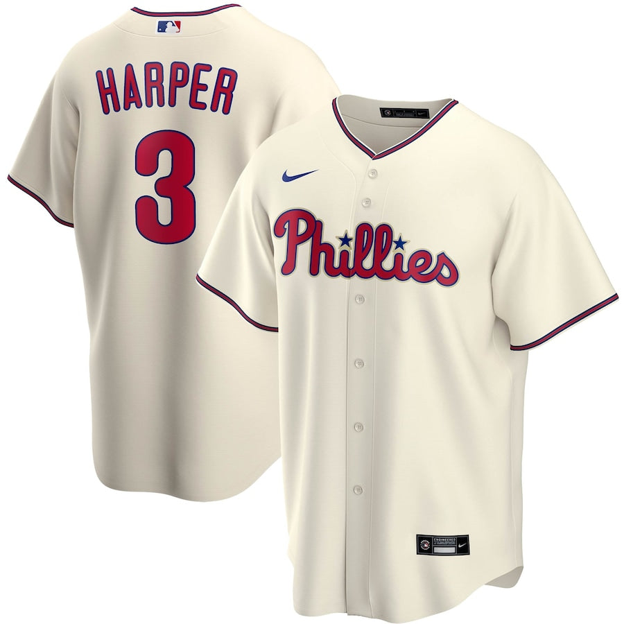 Bryce Harper Philadelphia Phillies alternate cream white jersey