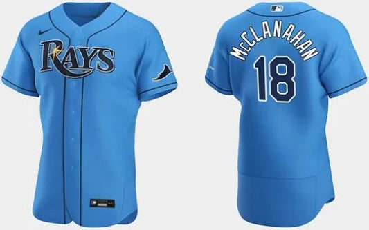 Shane McClanahan Tampa Bay Rays light blue alternate jersey