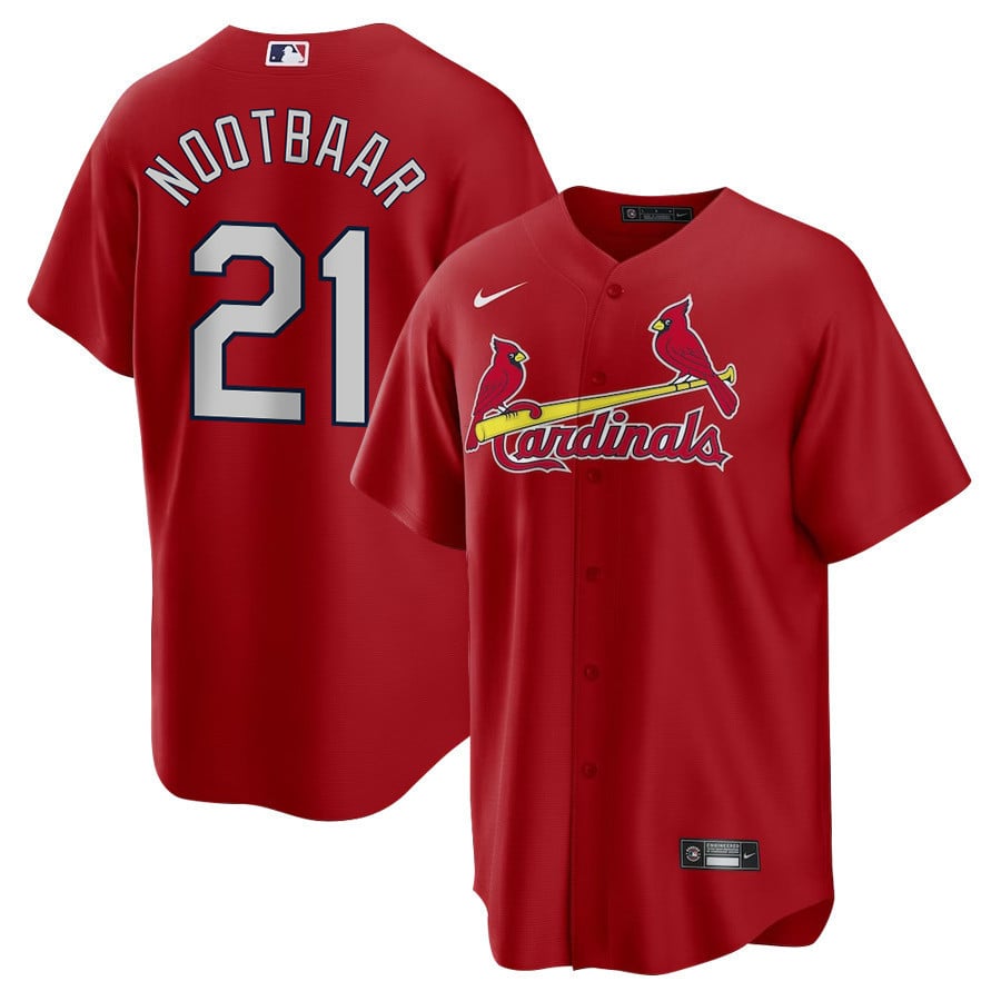 Lars Nootbaar St. Louis Cardinals red alternate jersey