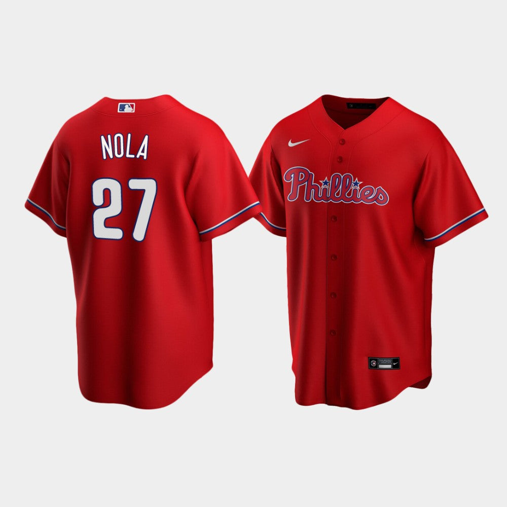 Aaron Nola Philadelphia Phillies base red jersey