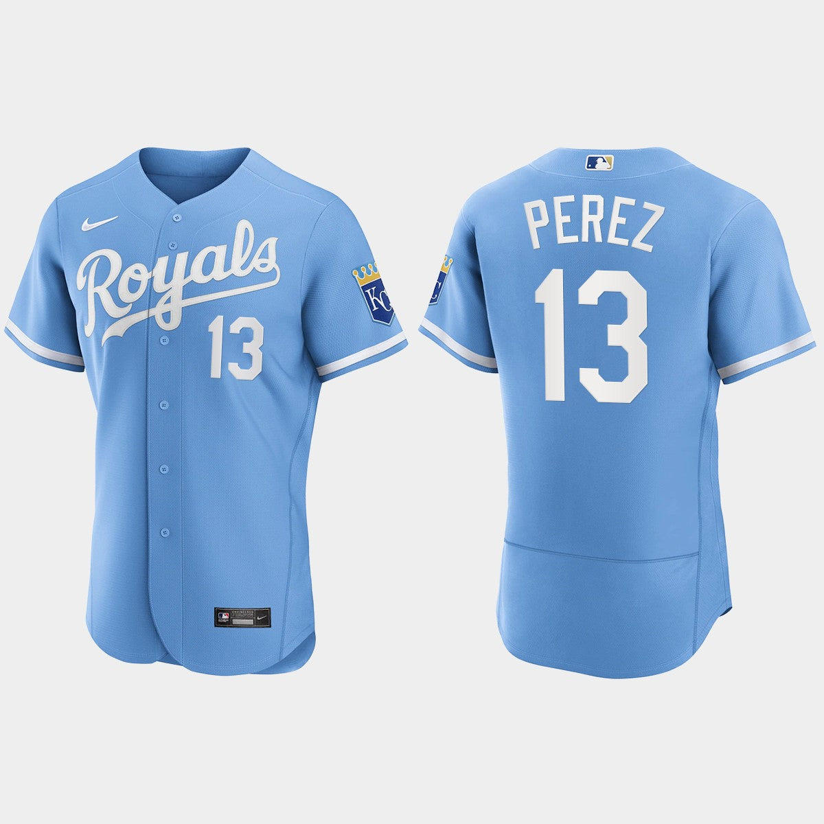 Salvador Perez Kansas City Royals home light blue alternate jersey