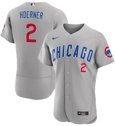 Nico Hoerner Chicago Cubs road gray jersey