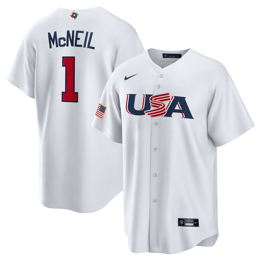 Jeff McNeil Team USA white jersey