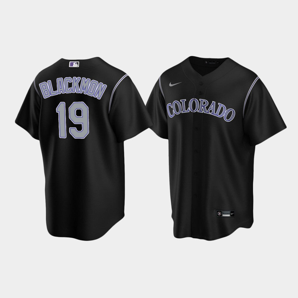 Charlie Blackmon Colorado Rockies black alternate jersey