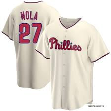 Aaron Nola Philadelphia Phillies alternate cream white jersey