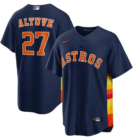 Jose Altuve Houston Astros navy blue alternate jersey