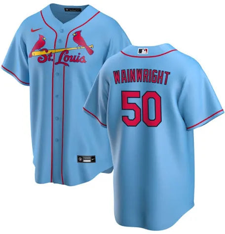 Adam Wainwright St. Louis Cardinals light blue retro jersey